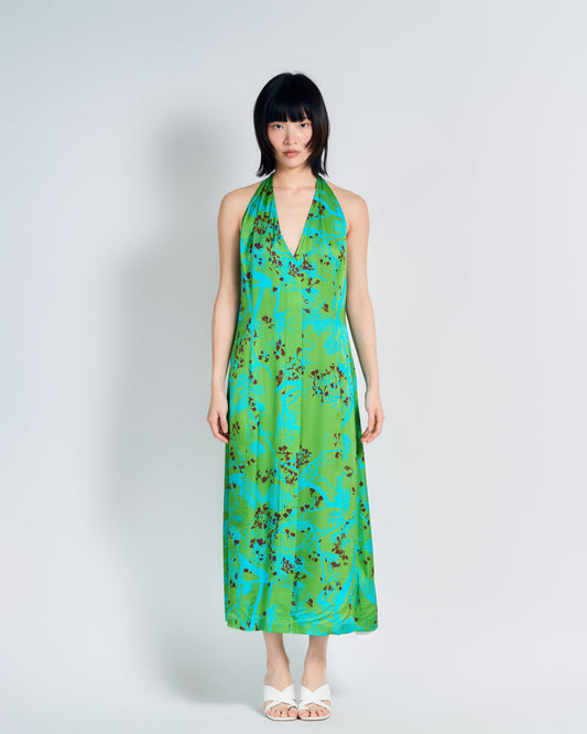 “Coco Dream” Halter Midi Dress - Green