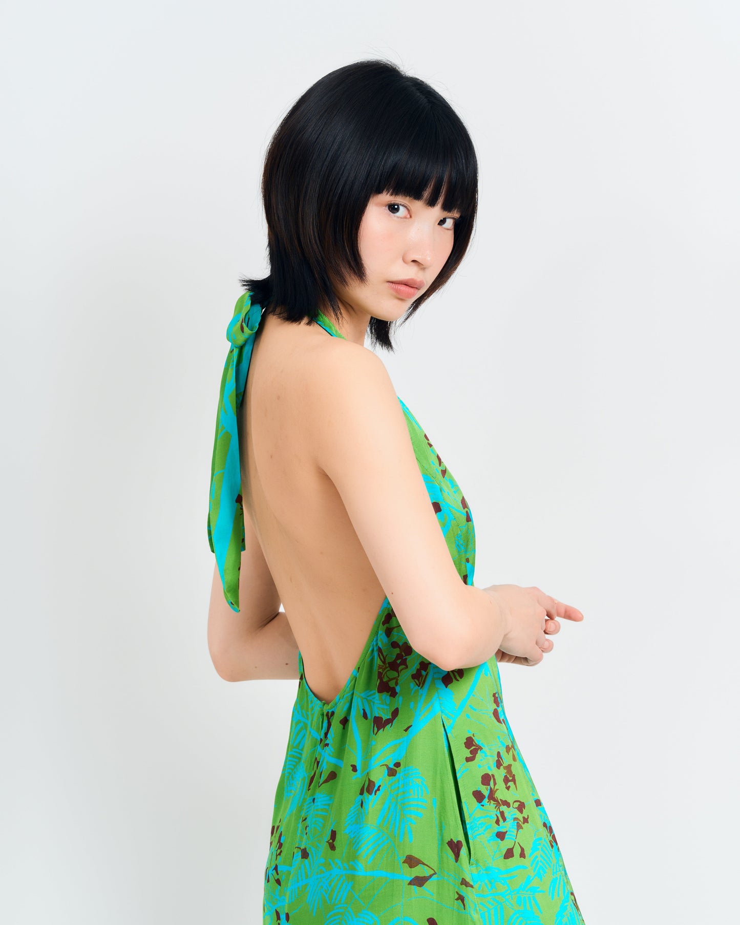 “Coco Dream” Halter Midi Dress - Green