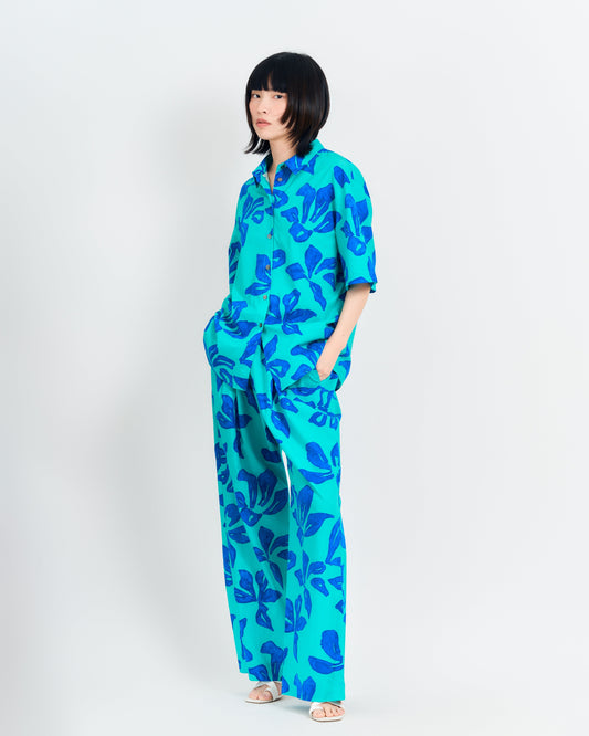 “Tropical Bliss” Oversized Hawaii Shirt - Ocean Blue