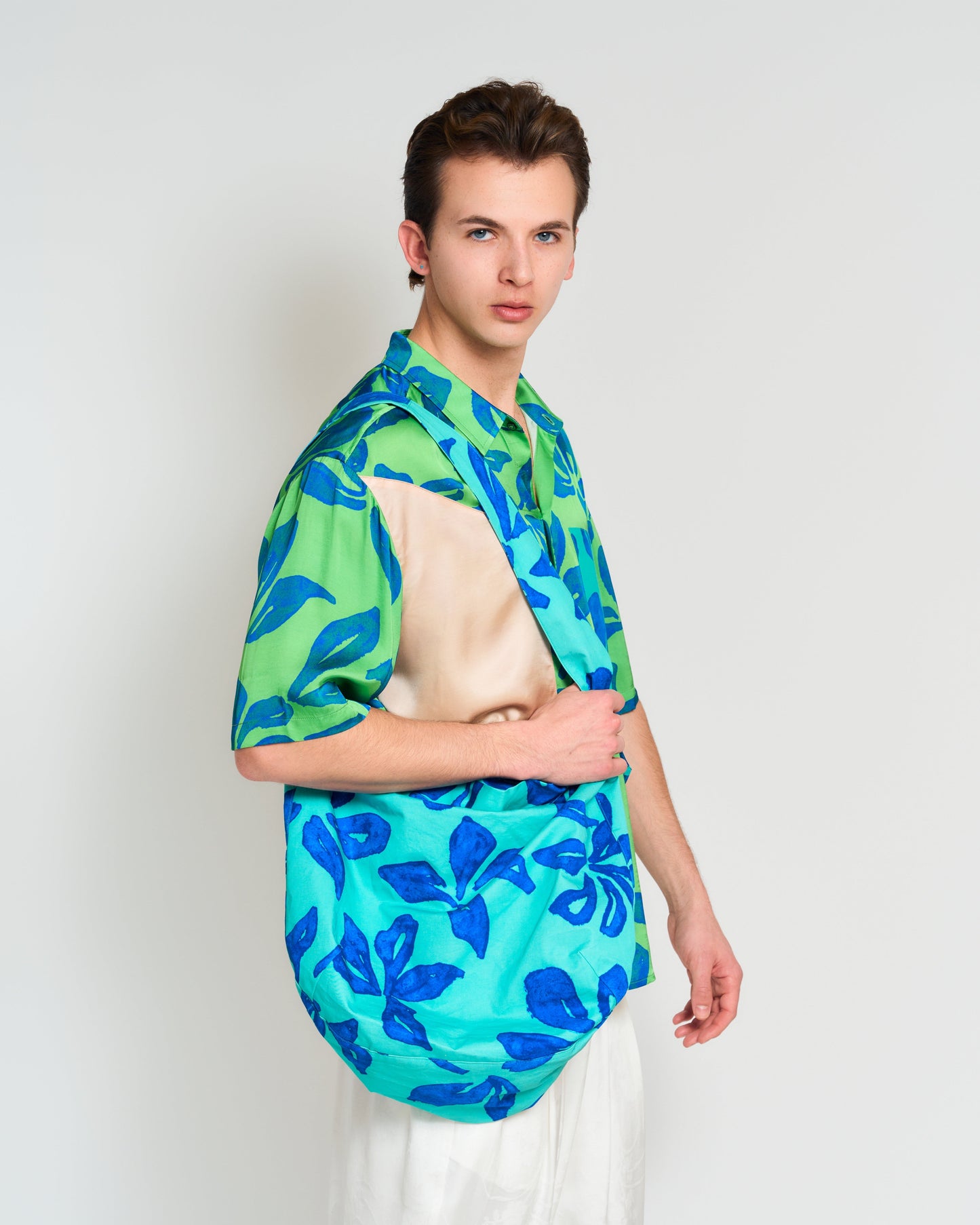 "Tropical Bliss" Patchwork Oversized Hawaii Shirt - Green