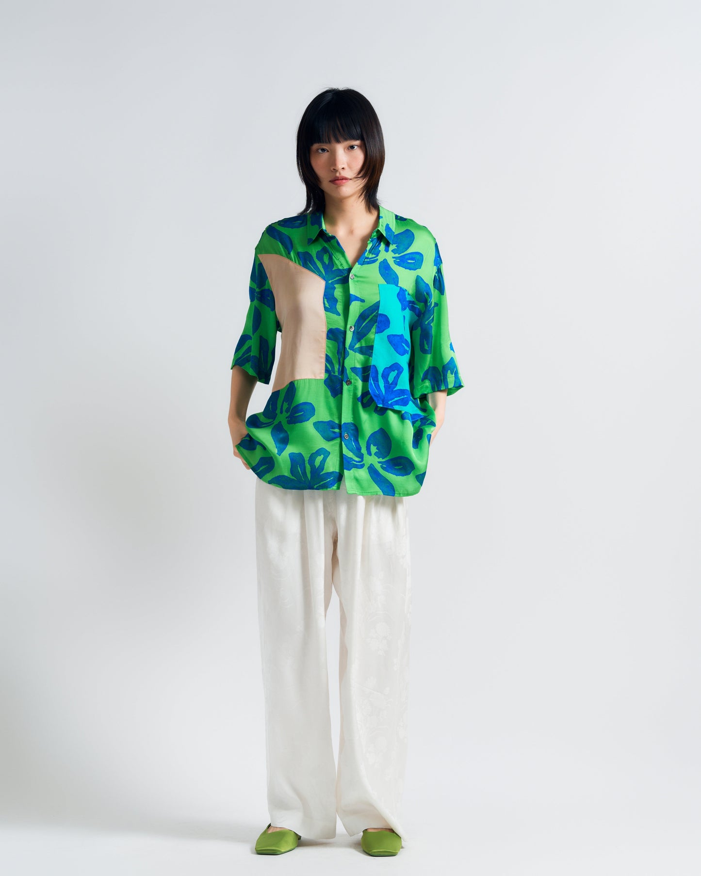 "Beach Blossom" Wide-Leg Pants - White