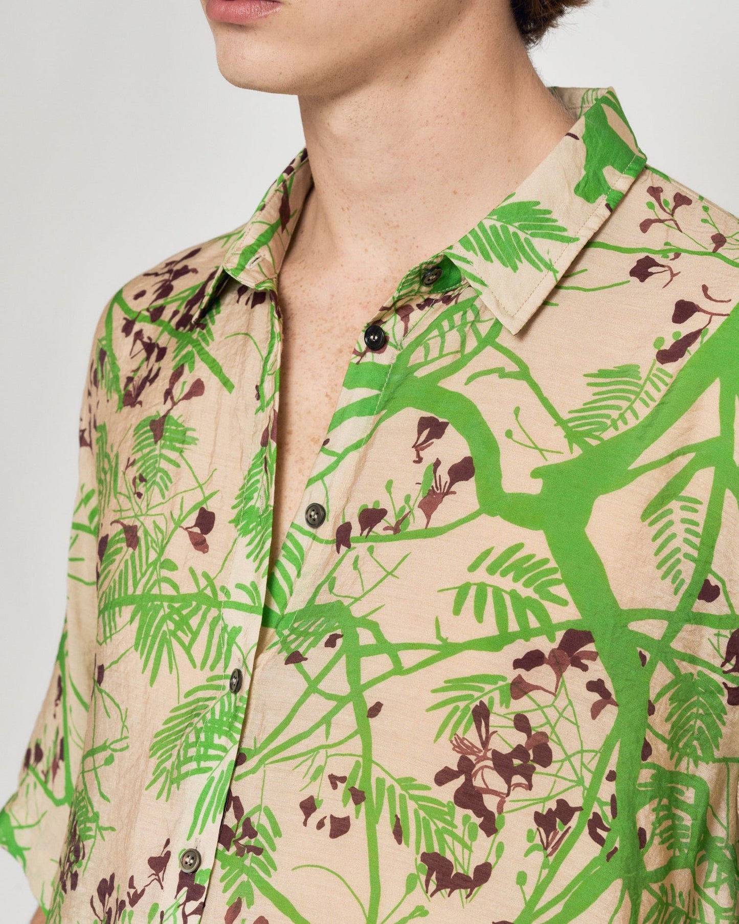 "Coco Dream" Oversized Hawaii Shirt - Khaki & Green