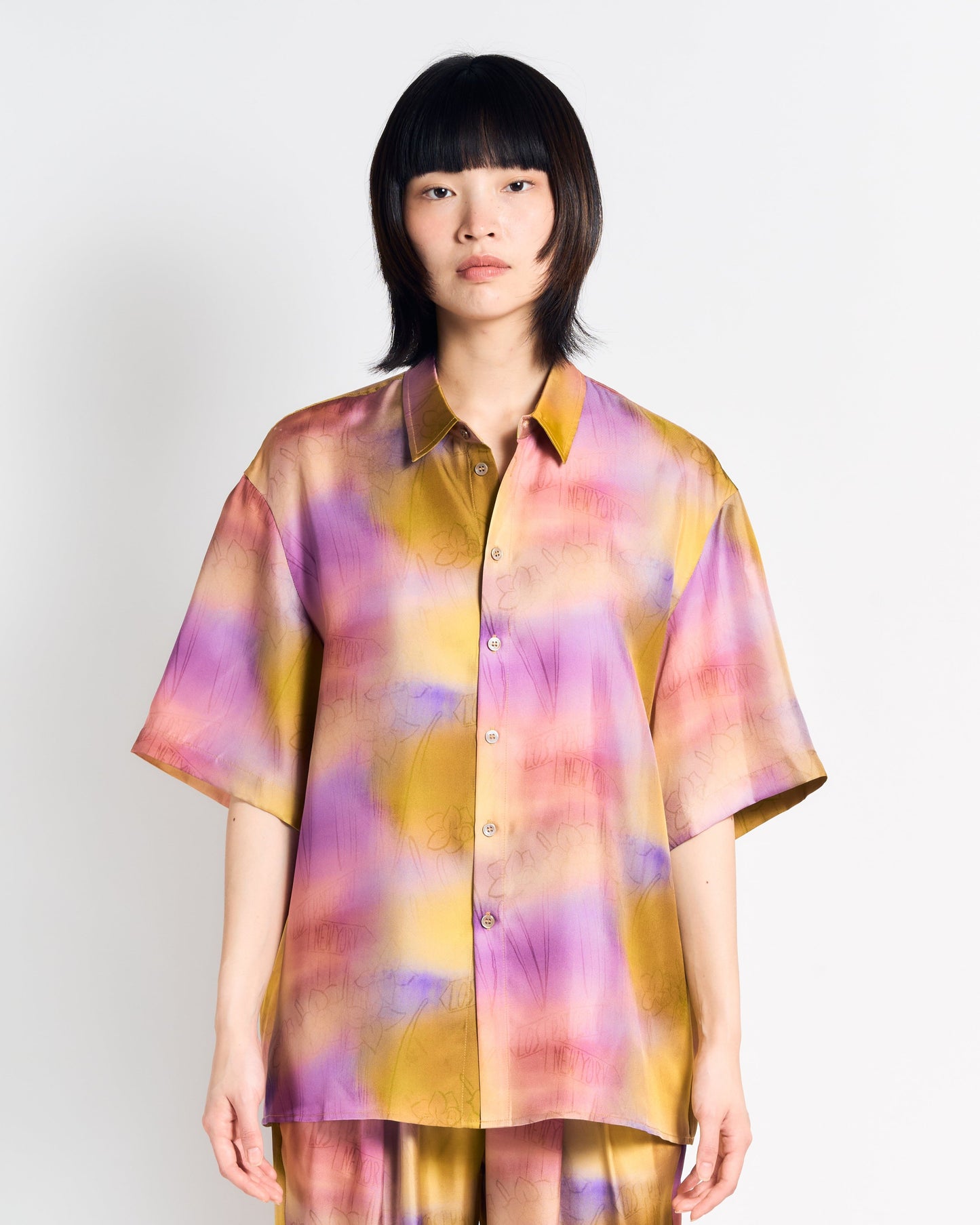 "Brooklyn" Oversized Silk Hawaii Shirt - Pink