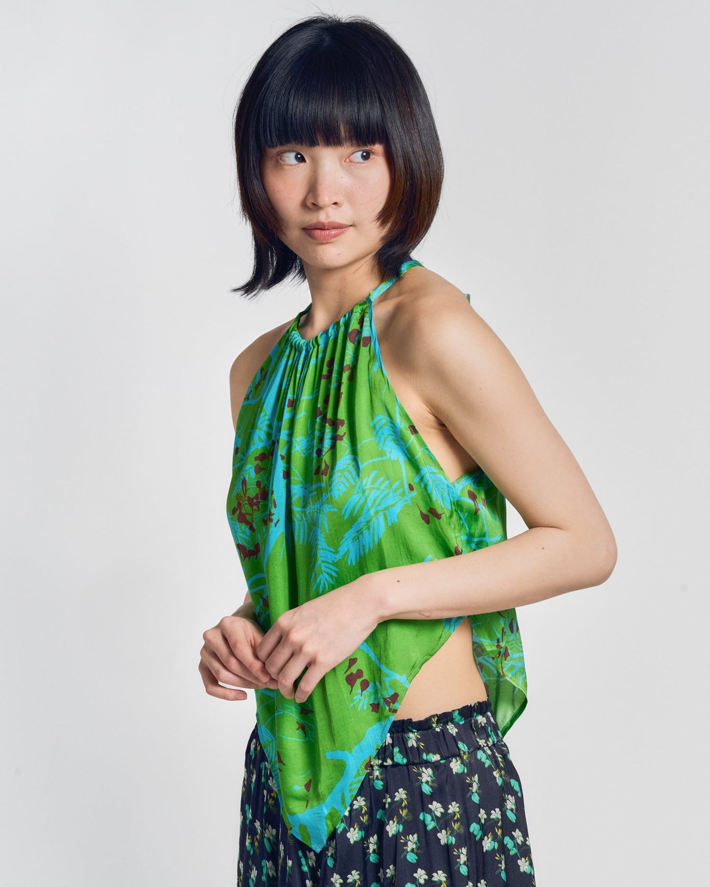 “Coco Dream” Halter Scarf Top - Green