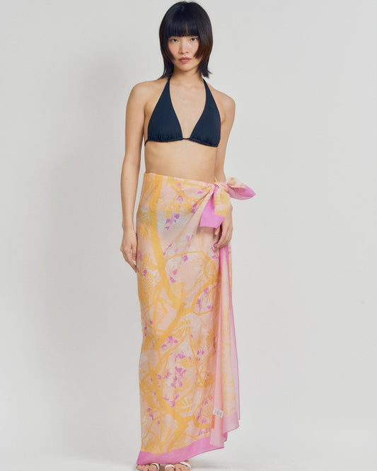 "Coco Dream" Beach Sarong Wrap  - Pink & Yellow