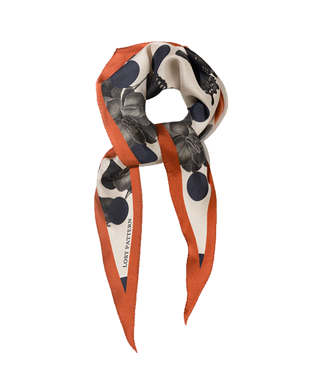 "Noir Floral" Silk Diamond Neckerchief