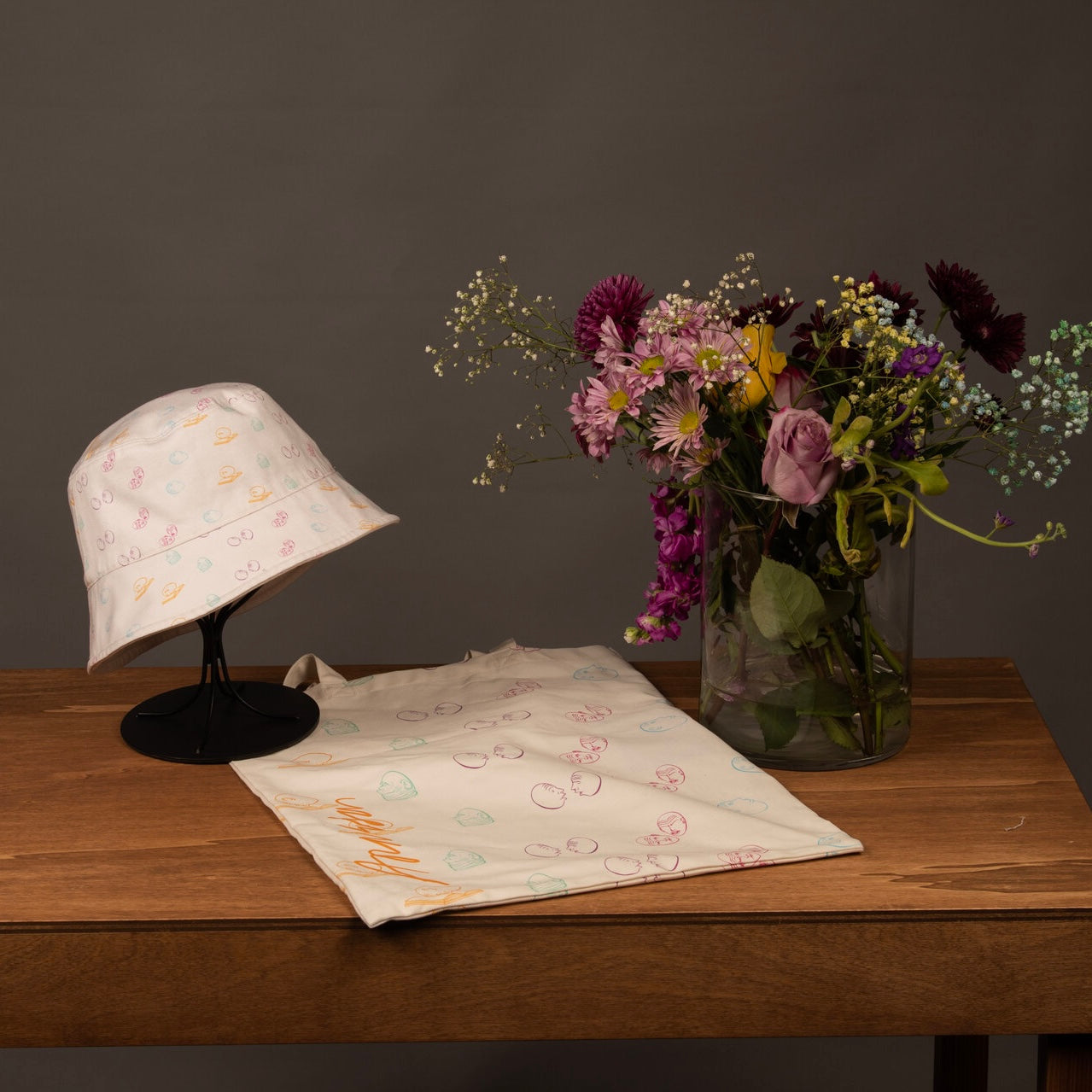 Spring Bundle: "Eggheads" Cotton Tote Bag & Reversible Bucket Hat