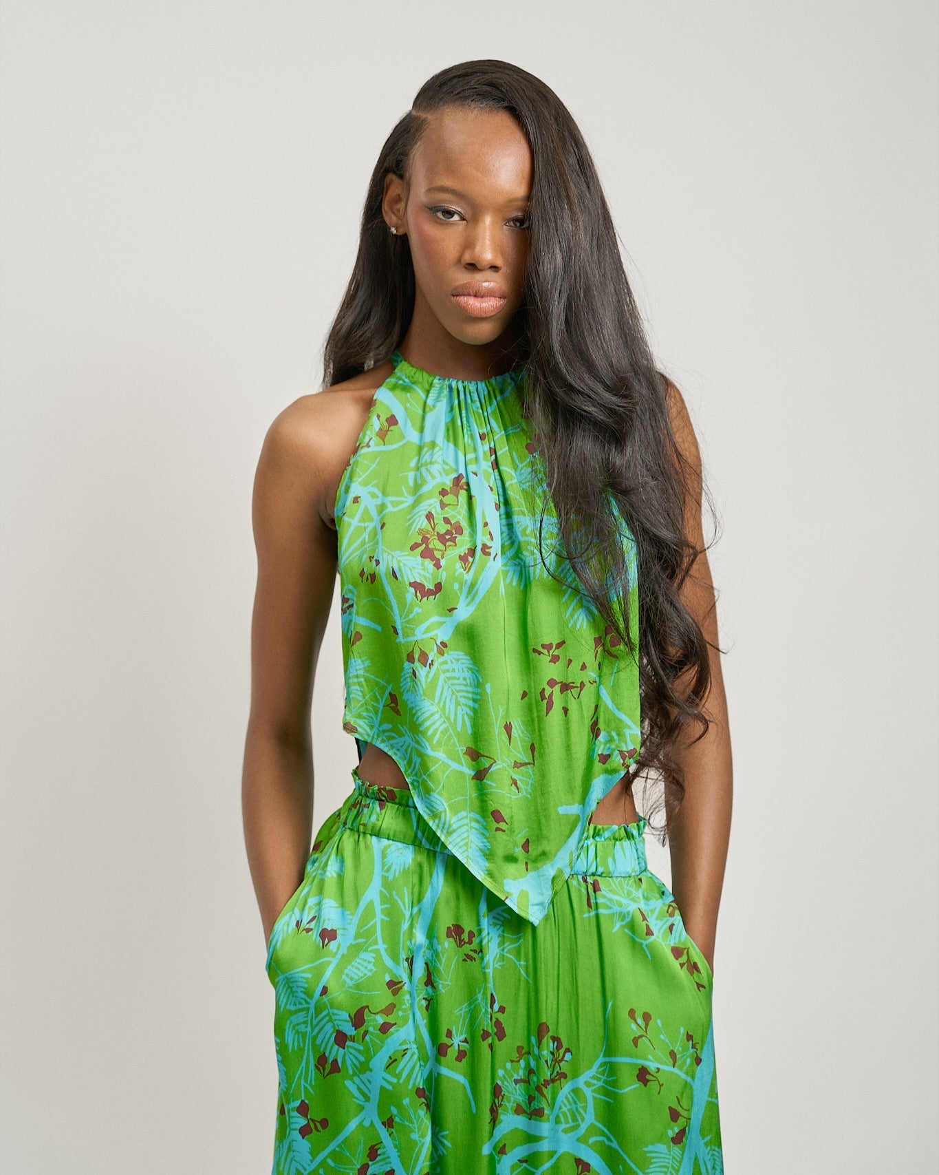 “Coco Dream” Halter Scarf Top - Green