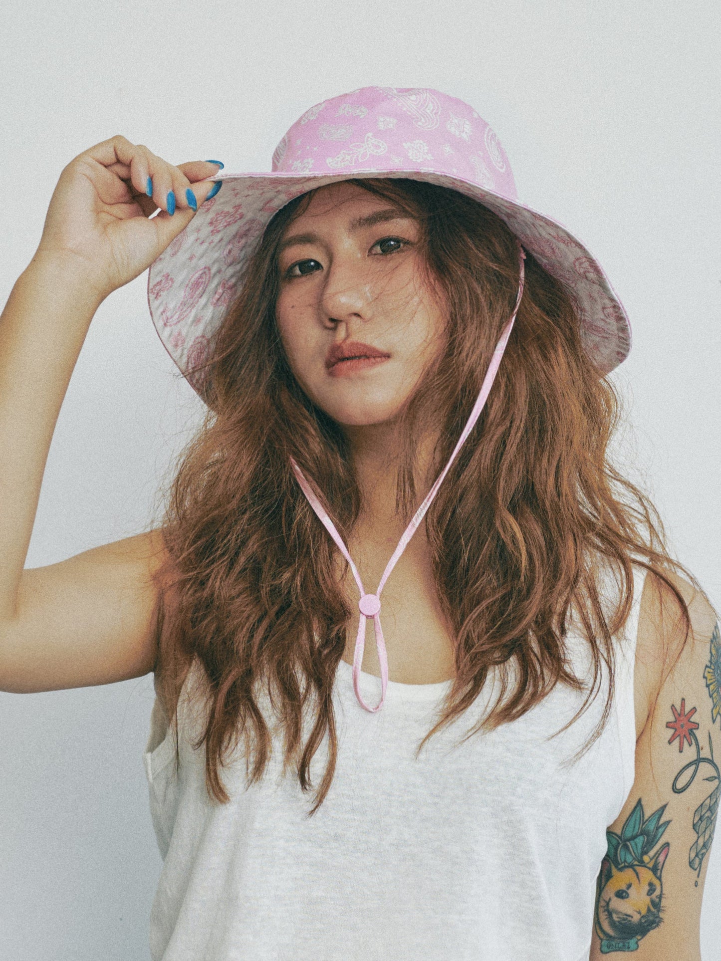 "Paisley" Cotton Reversible Sun Hat - Powder Pink