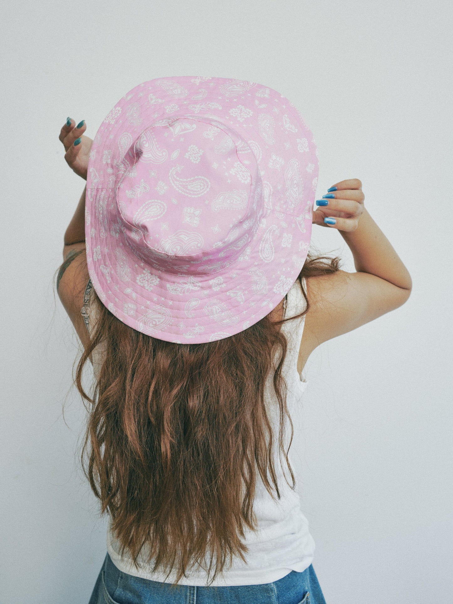 "Paisley" Cotton Reversible Sun Hat - Powder Pink