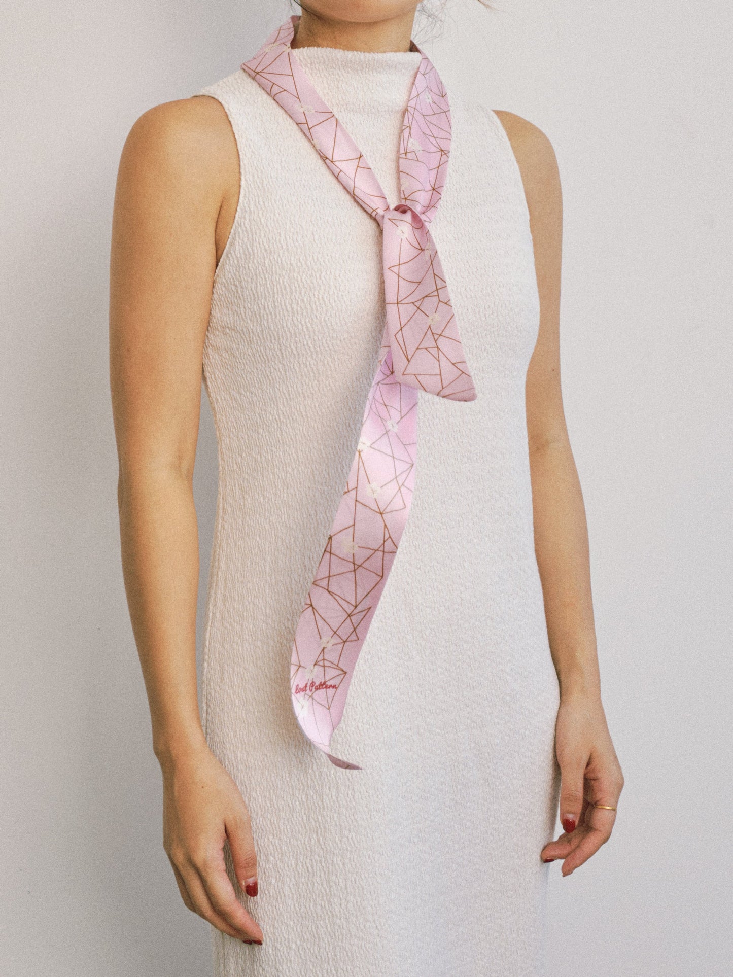 "Almond Blossom" Silk Skinny Scarf - Peach