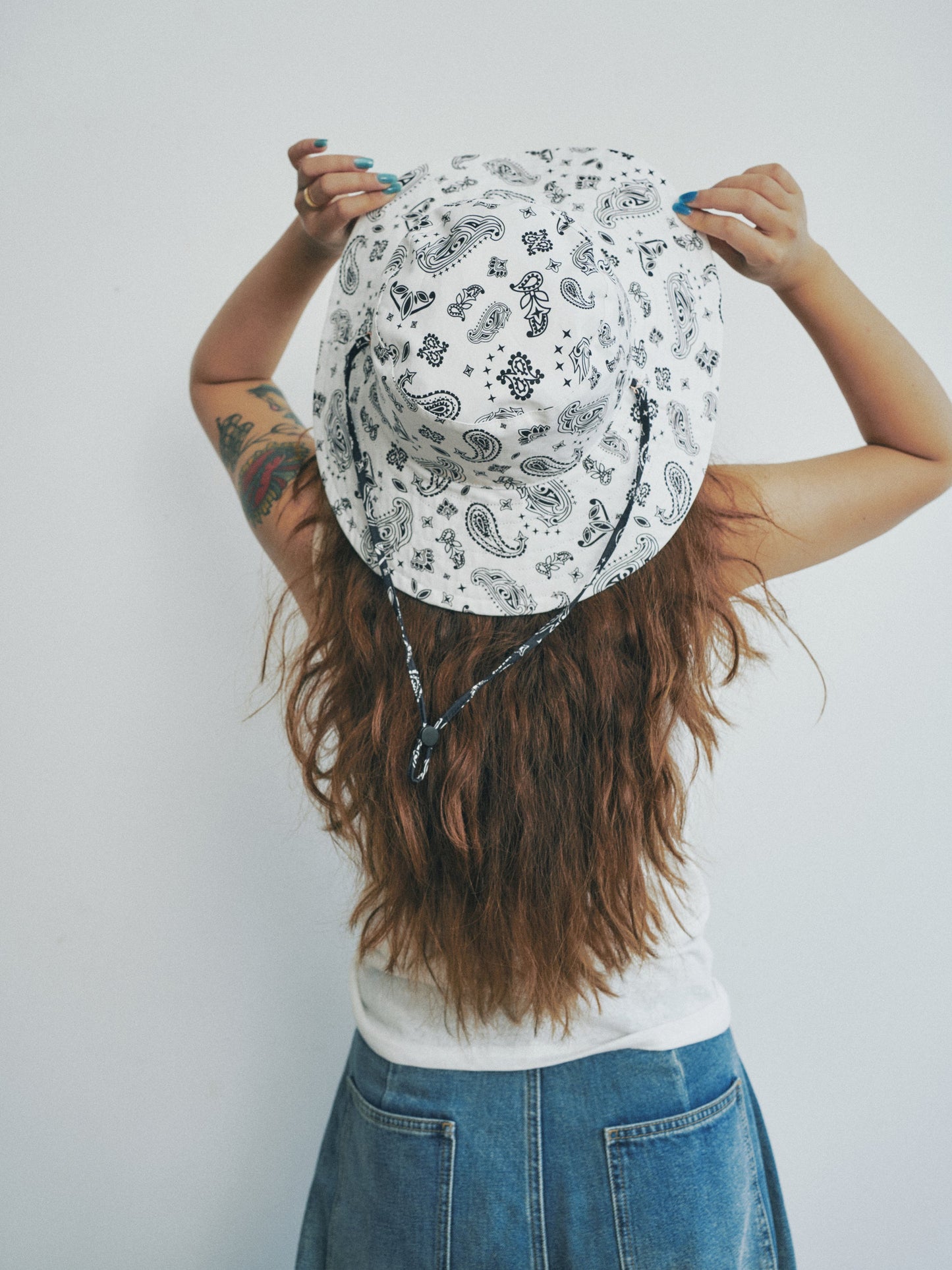 "Paisley" Cotton Reversible Sun Hat - Charcoal Black