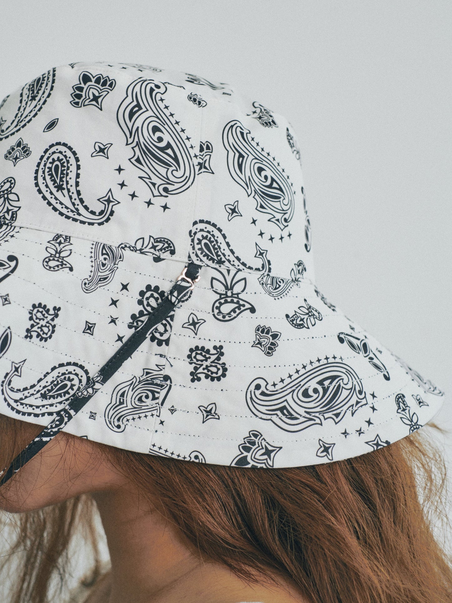 "Paisley" Cotton Reversible Sun Hat - Charcoal Black