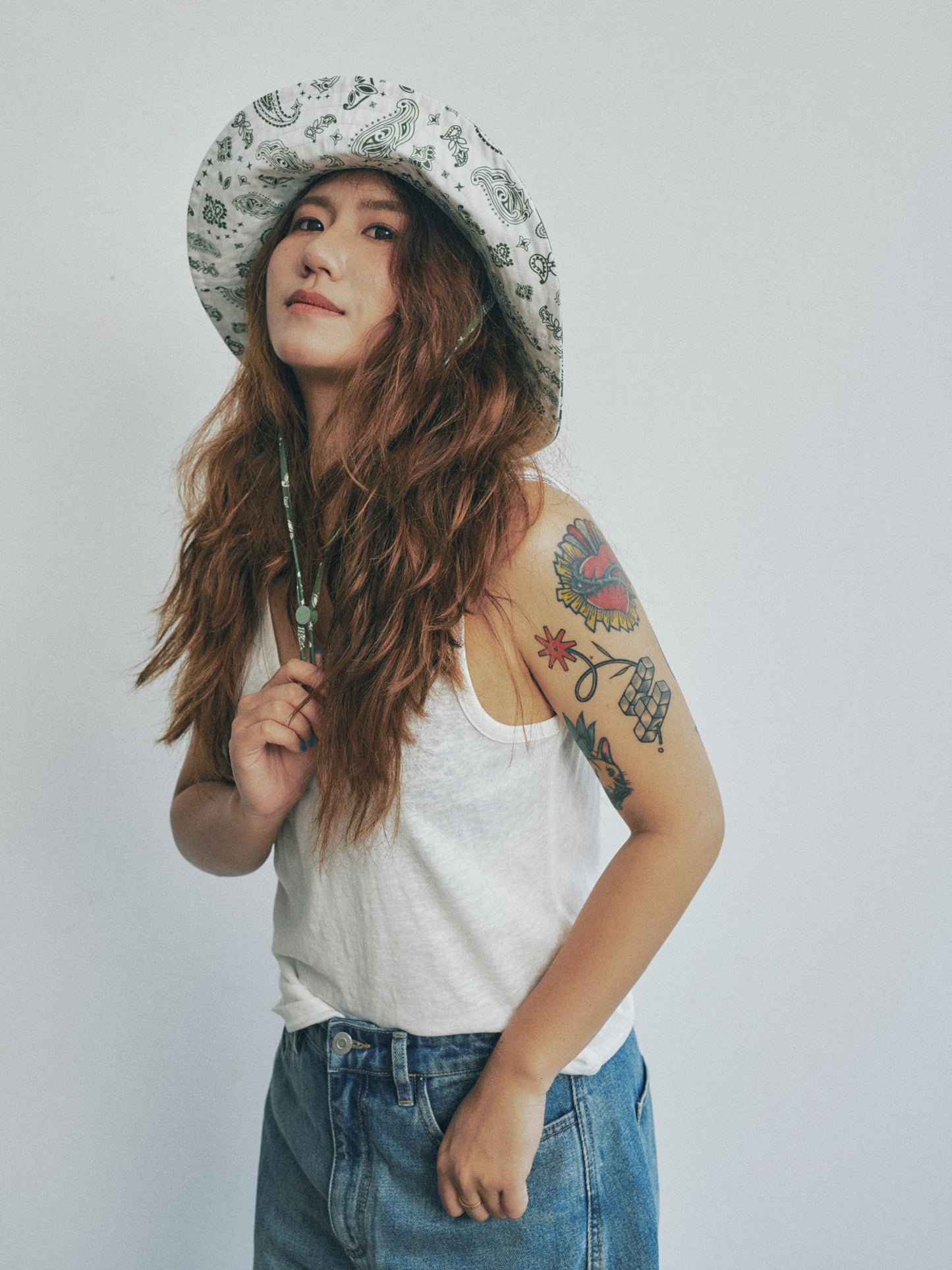 "Paisley" Cotton Reversible Sun Hat - Sagebrush Green