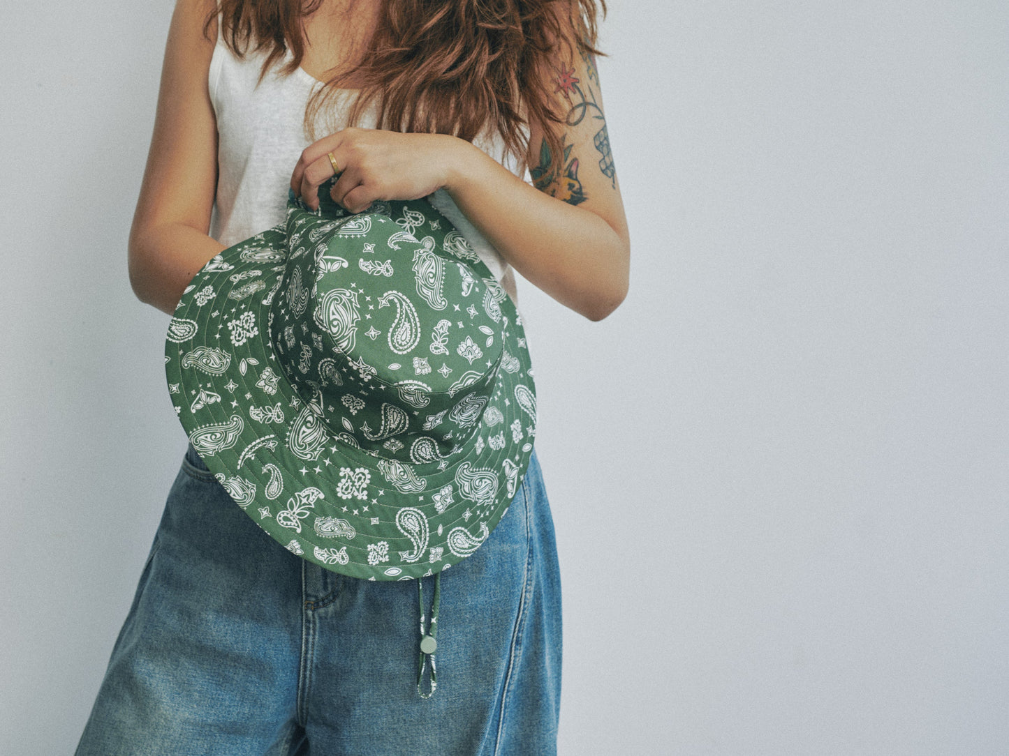 "Paisley" Cotton Reversible Sun Hat - Sagebrush Green