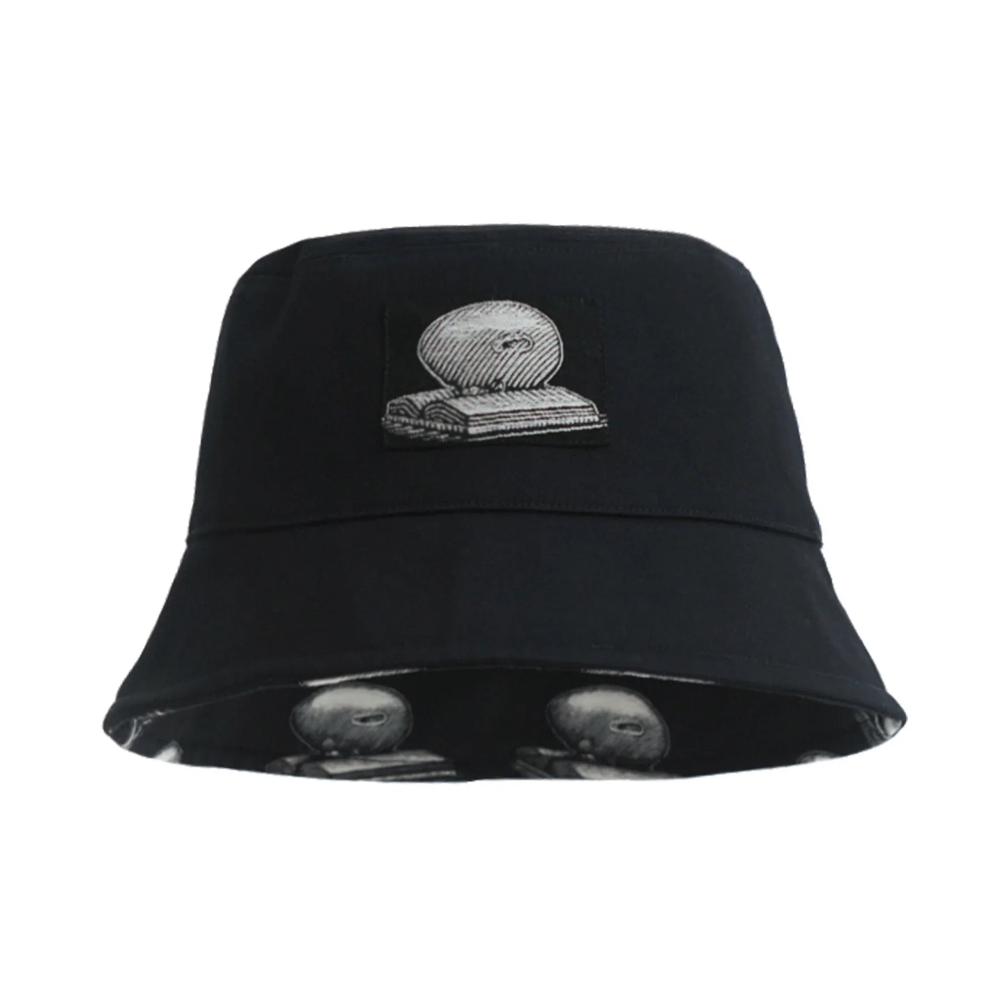 Black Bundle: Black “Bookhead" Bucket Hat & Silk Scarf