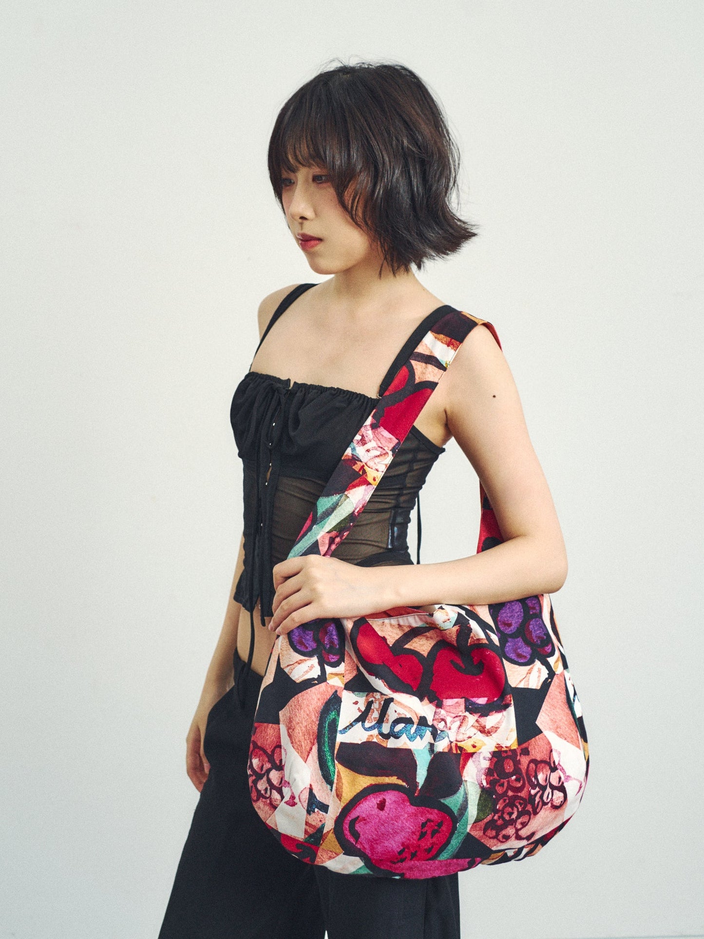 "Lost Cherries" Cotton Shoulder Bag