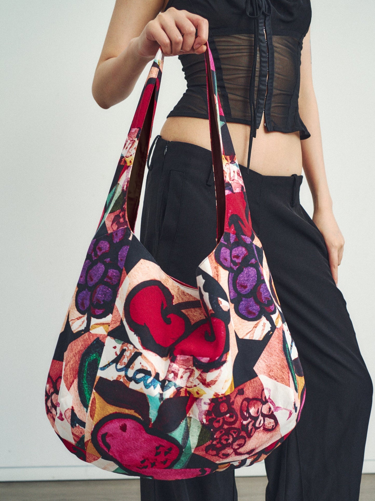 "Lost Cherries" Cotton Shoulder Bag