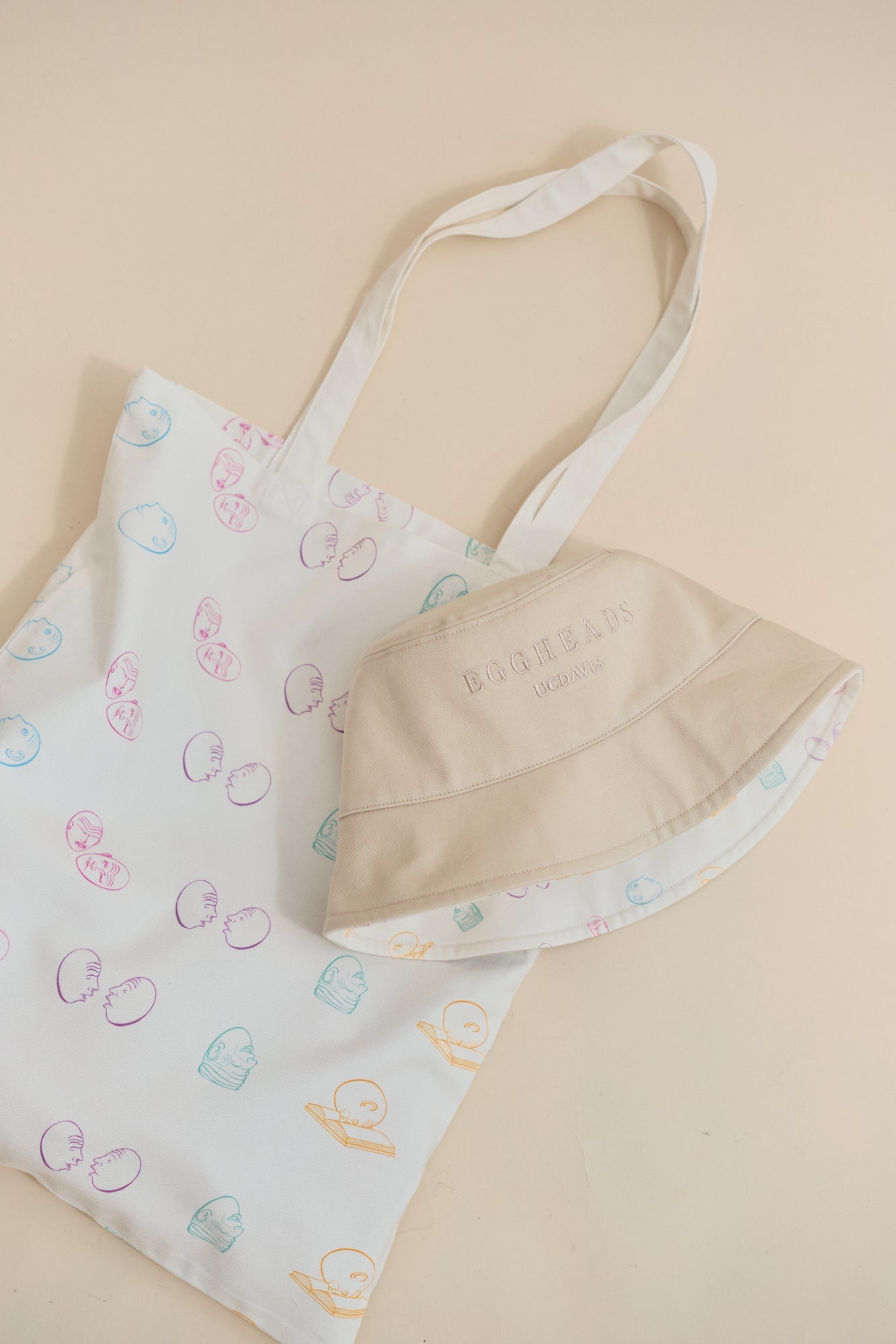 "Eggheads" Cotton Tote Bag - White
